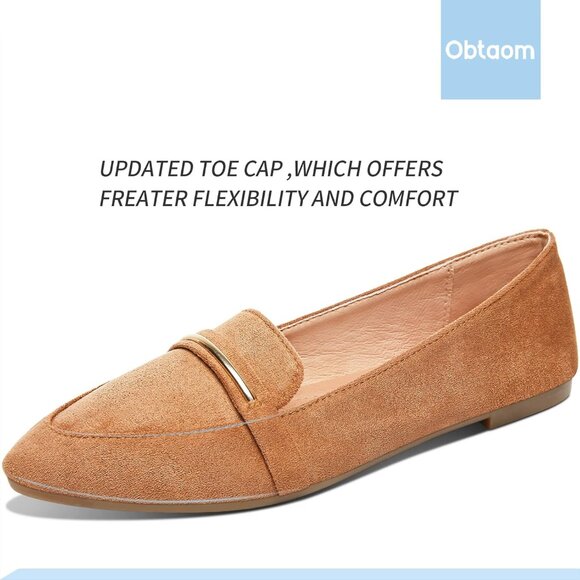 Chic Pointy Toe Loafer Flats - Comfortable Faux Suede Dress Shoes in Size 9 - Picture 3 of 7